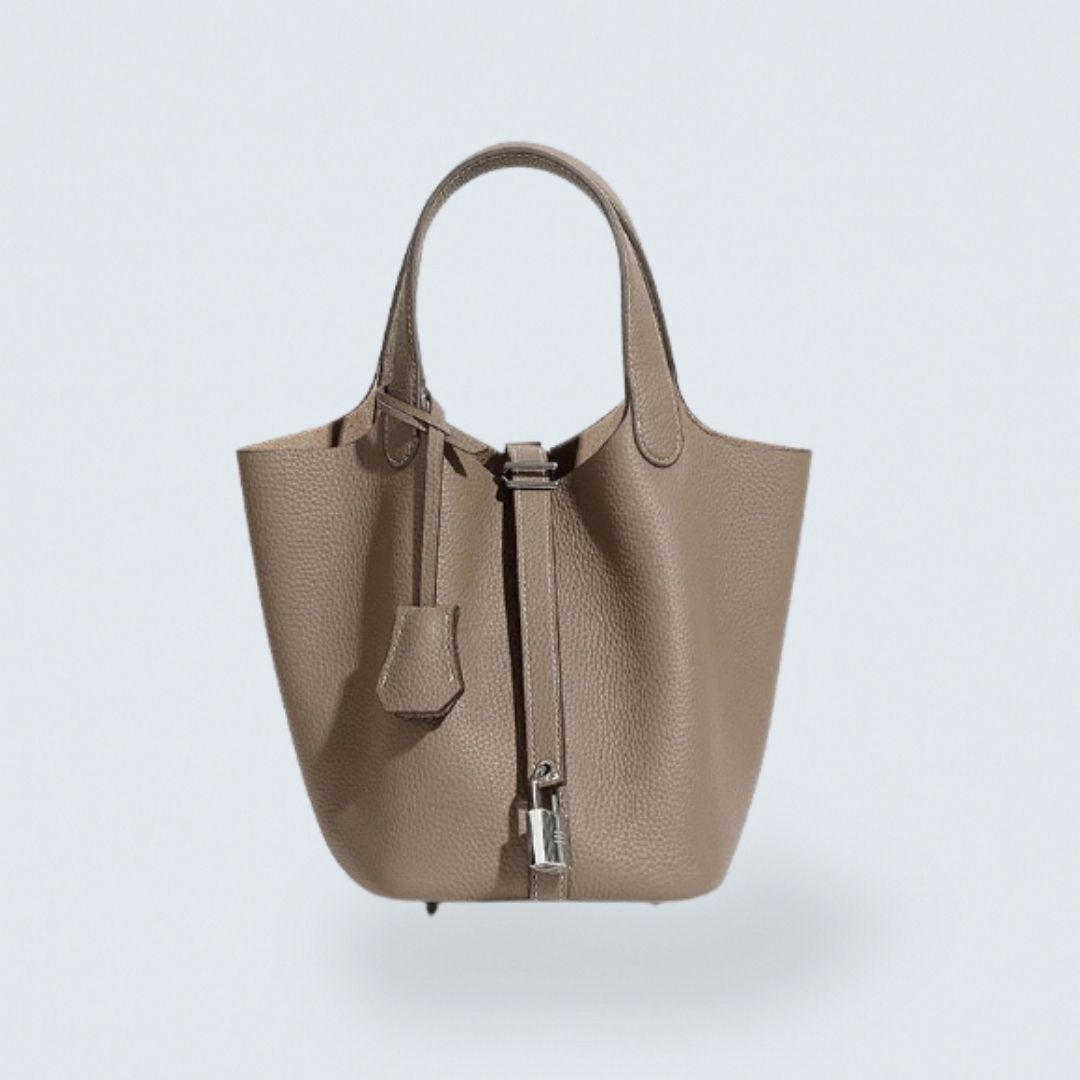 Women's Structured Silver Buckle Basket Bag