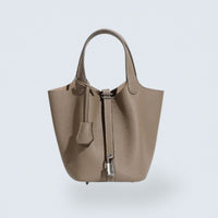 Women's Structured Silver Buckle Basket Bag