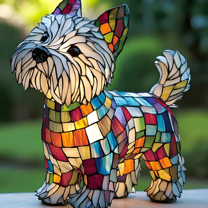 Cozy Stained Glass Yorkshire Terrier Dog Lamp