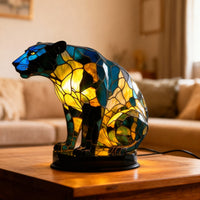 Cozy Stained Glass Panther Lamp