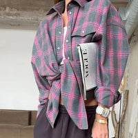 Oversized Plaid Blouse