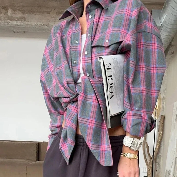 Oversized Plaid Blouse
