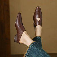 Women's Side Strap Sculpted Block Heel Mules