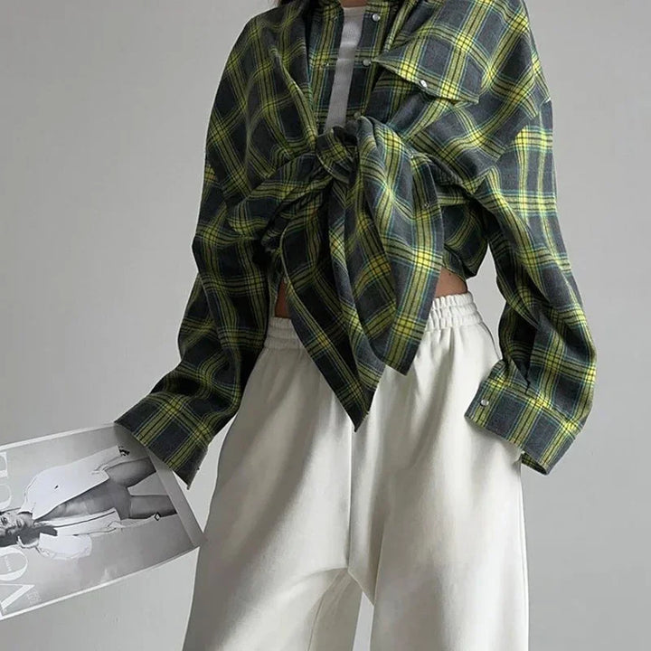 Oversized Plaid Blouse