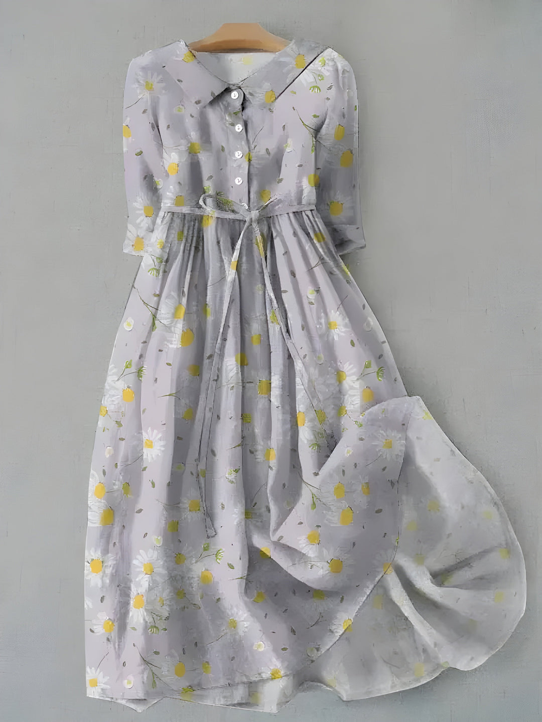 Women's Lilac Daisy Print Short Sleeve Dress