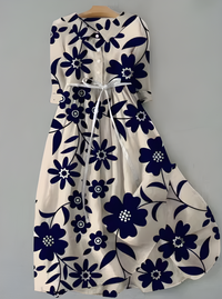 Women's Navy Floral Button Up Midi Dress