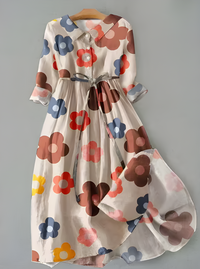 Women's Retro Floral Short Sleeve Midi Dress
