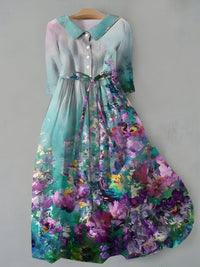 Women's Painterly Watercolour Floral Wrap Dress