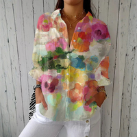 Women's Watercolour Pastel Button Blouse