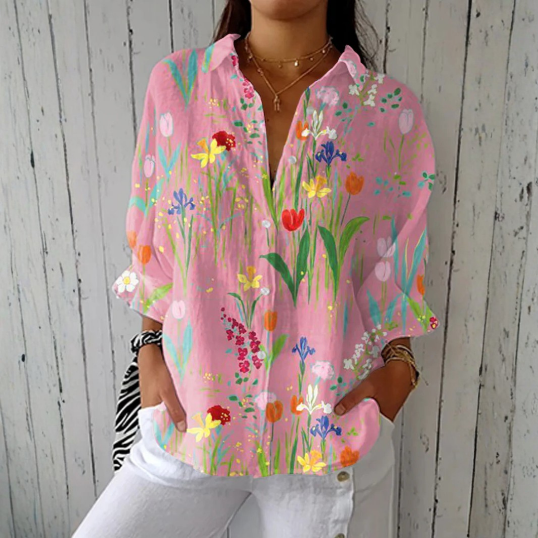 Women's Garden Print Lightweight Blouse