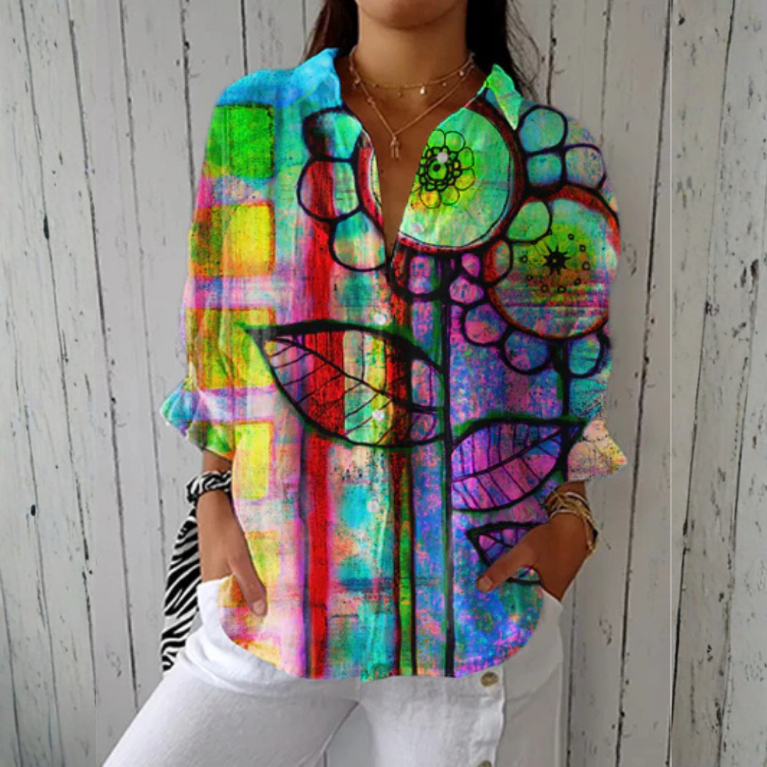 Women's Colourful Botanical Print Blouse