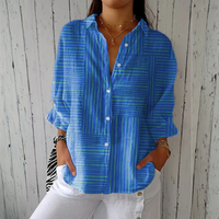 Women's Striped Azure Print Blouse