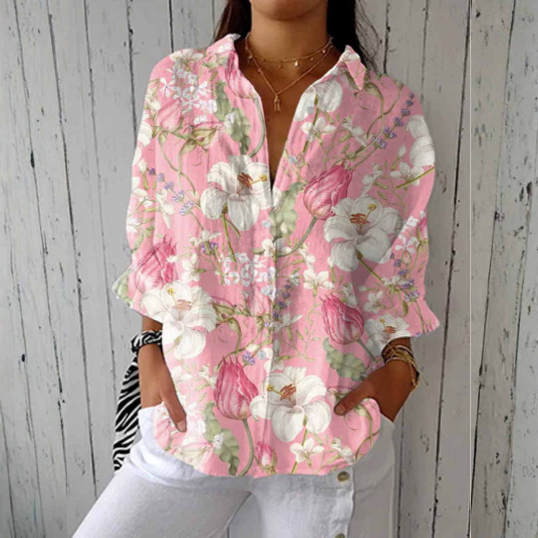 Women's Floral Print Long Sleeve Blouse