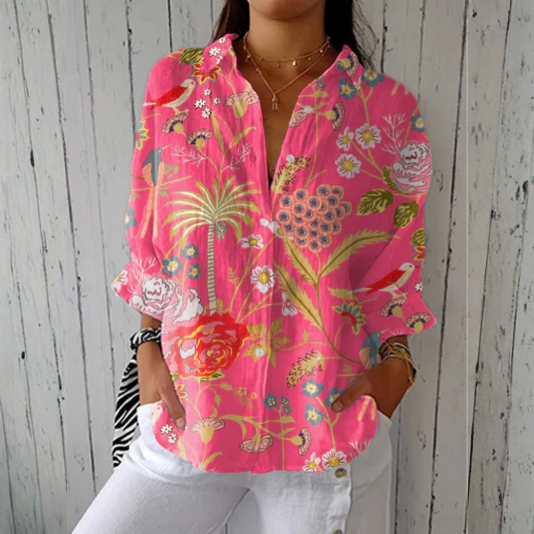 Women's Tropical Print Relaxed Fit Blouse