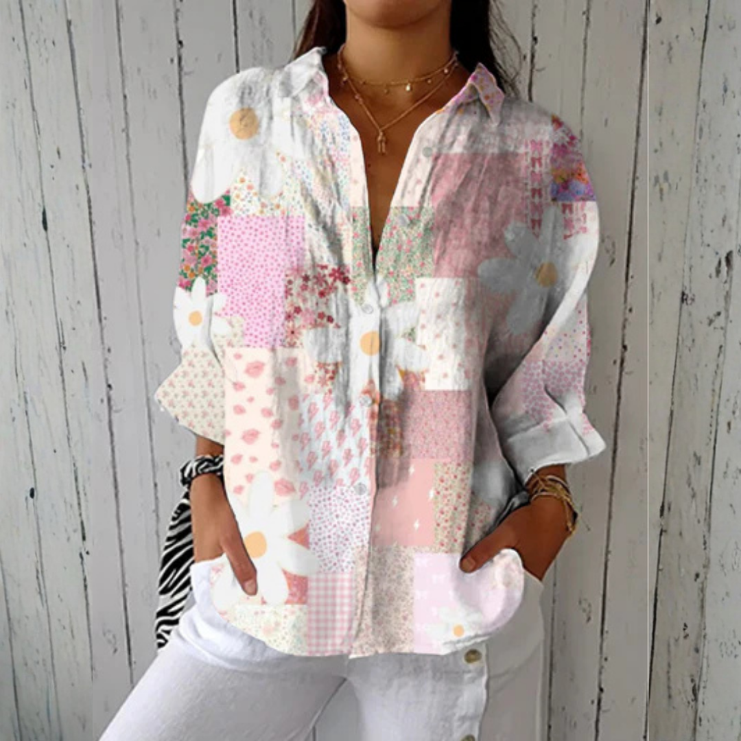 Women's Daisy Patchwork Patterned Blouse