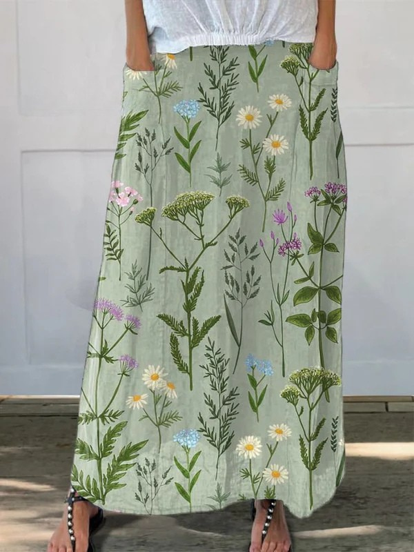Women's Spring Field Printed Pocket Skirt