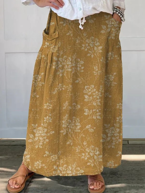 Women's Heritage Floral Elastic Waist Pocket Skirt
