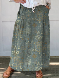 Women's Woodland Pattern Elastic Waist Pocket Skirt