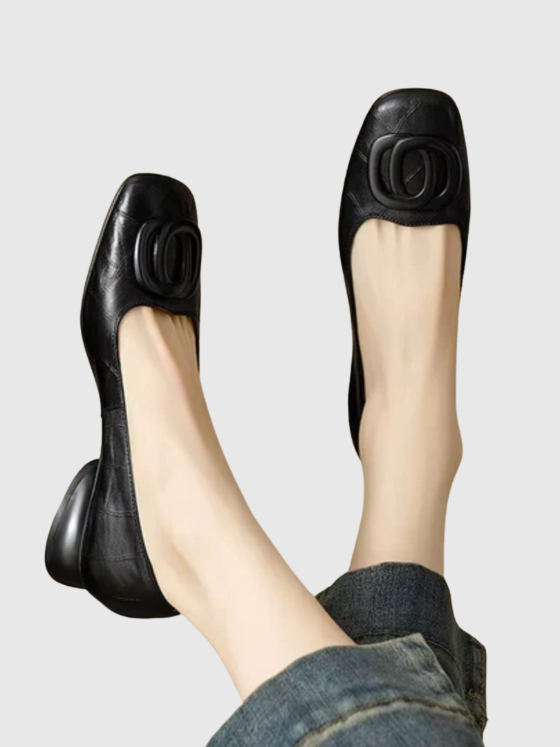 Women's Square Toe Hardware Accent Flats
