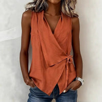 Women's Sleeveless Crossover Side Tie Blouse
