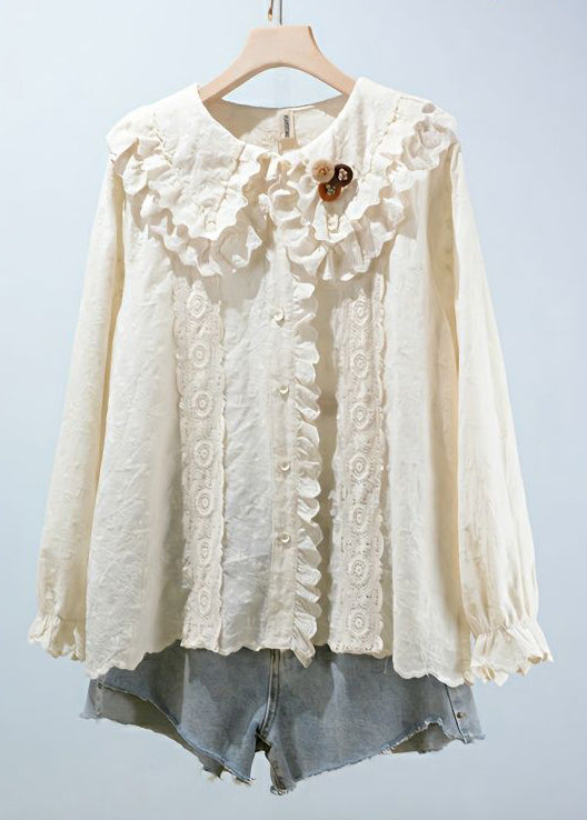 Women's Embroidered Frill Collar Blouse