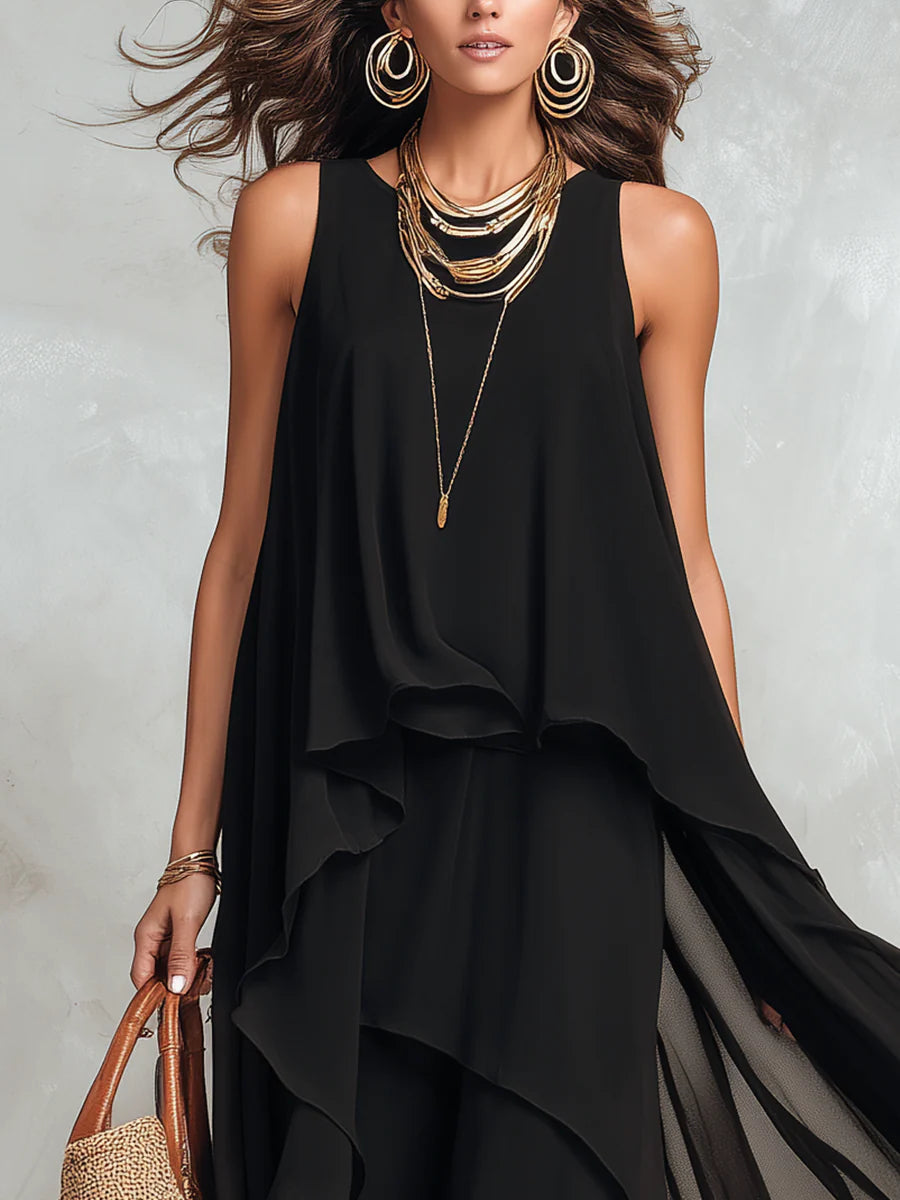 Women's Tiered Layered Sleeveless Maxi Dress