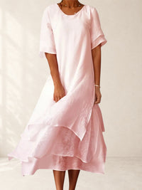 Women's Fluid Cut Open Neckline Midi Dress