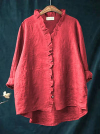 Women's Ruffled Lightweight Flowing Blouse