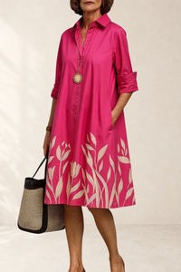 Women's Floral Collared Midi Dress