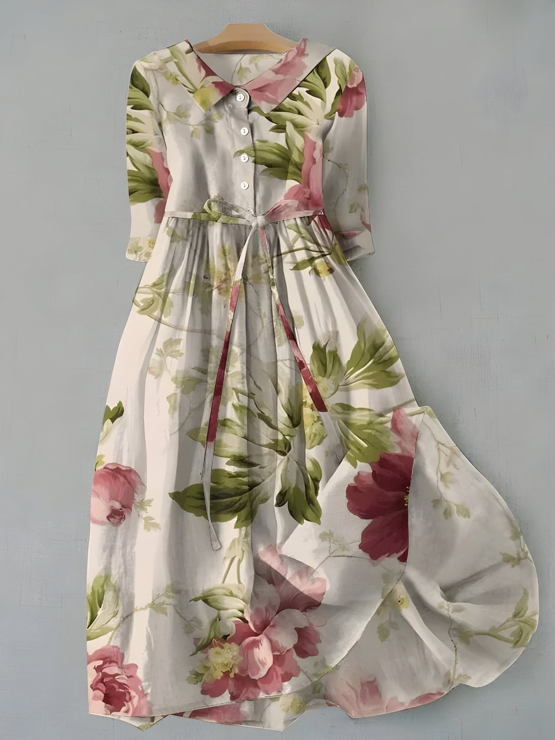 Women's Vintage Floral Lace Up Midi Dress