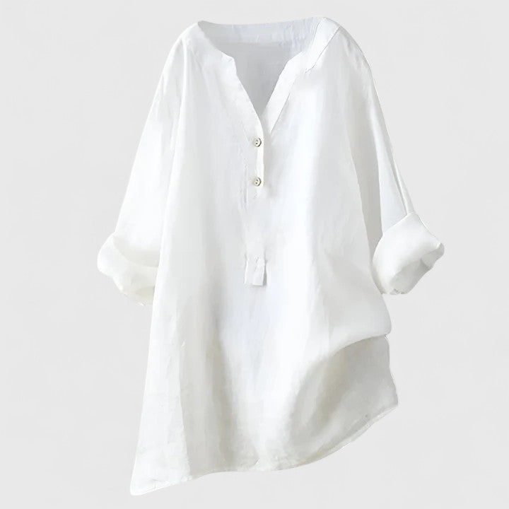 Women's Button Front Roll-Up Sleeve Tunic Blouse