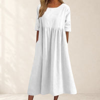 Women's Classic Short Sleeve A Line Midi Dress