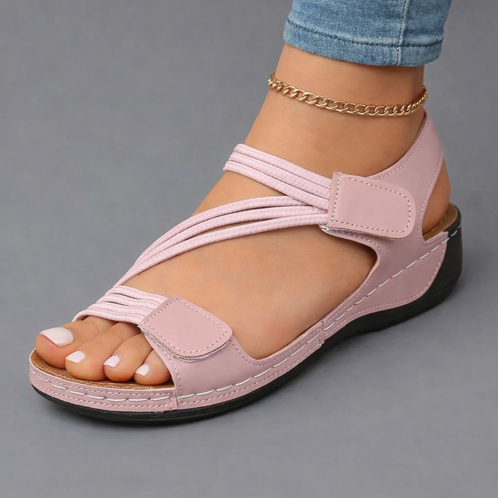 Women's Elastic Multi Strap Pink Sandals