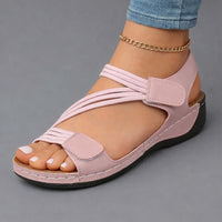 Women's Elastic Multi Strap Pink Sandals