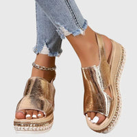 Women's Elegant Metallic Cushioned Sandals
