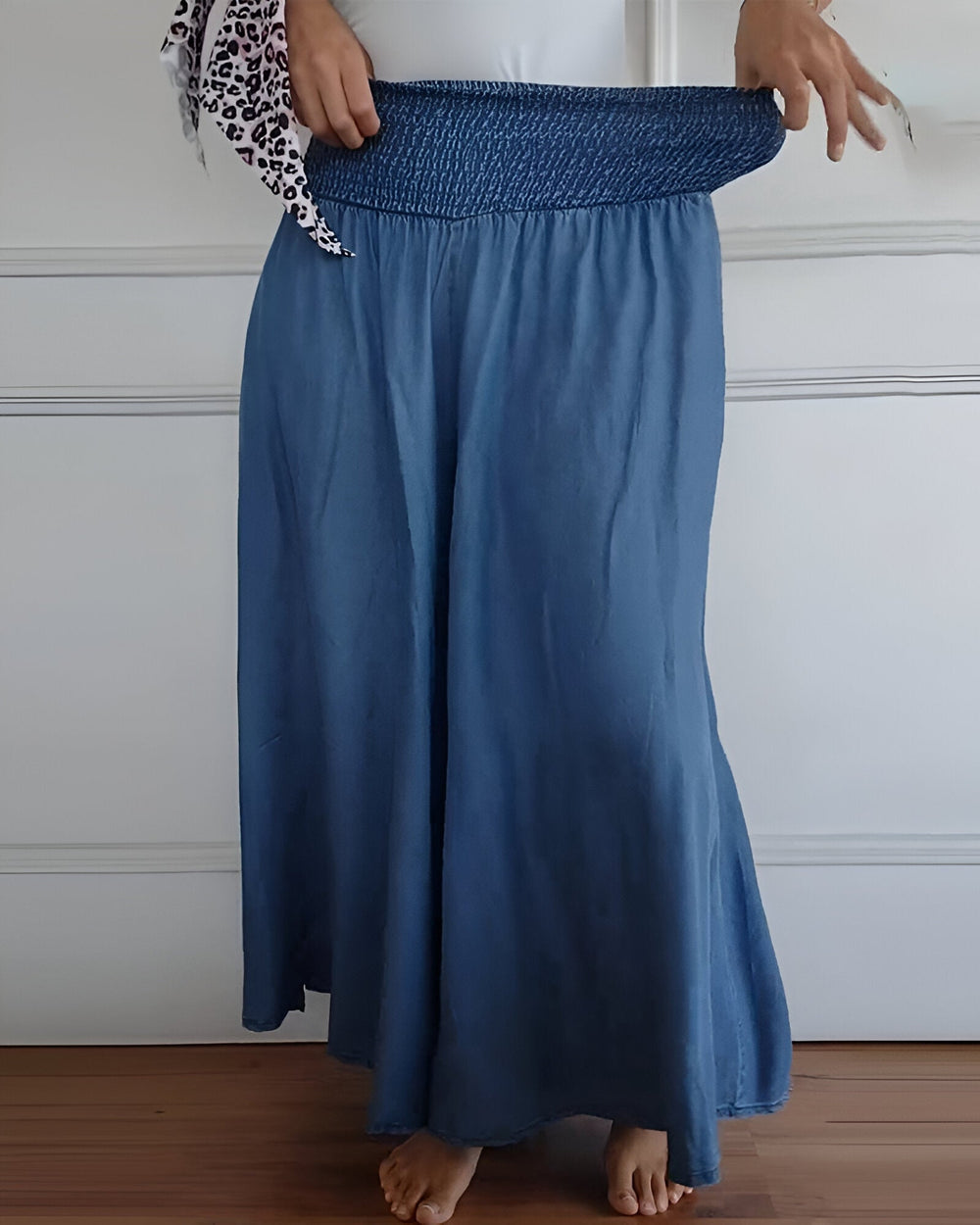 Women's Elastic Waist Flowing Wide Leg Skirt Trousers