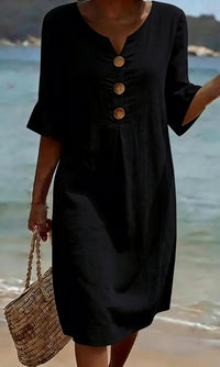 Women's Button Front Loose Fit Tea Dress