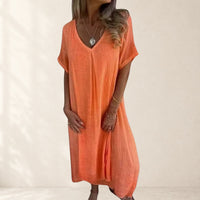 Women's Breathable Loose Fit V Neck Dress