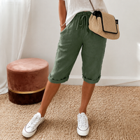 Women's Cropped Drawstring Waist Capri Trousers