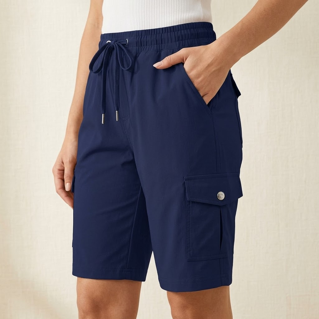 Women's Lightweight Drawstring Pocketed Cargo Shorts