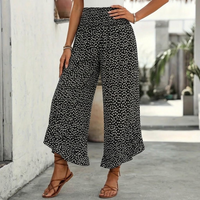 Women's Smocked High Waist Ruffle Hem Trousers