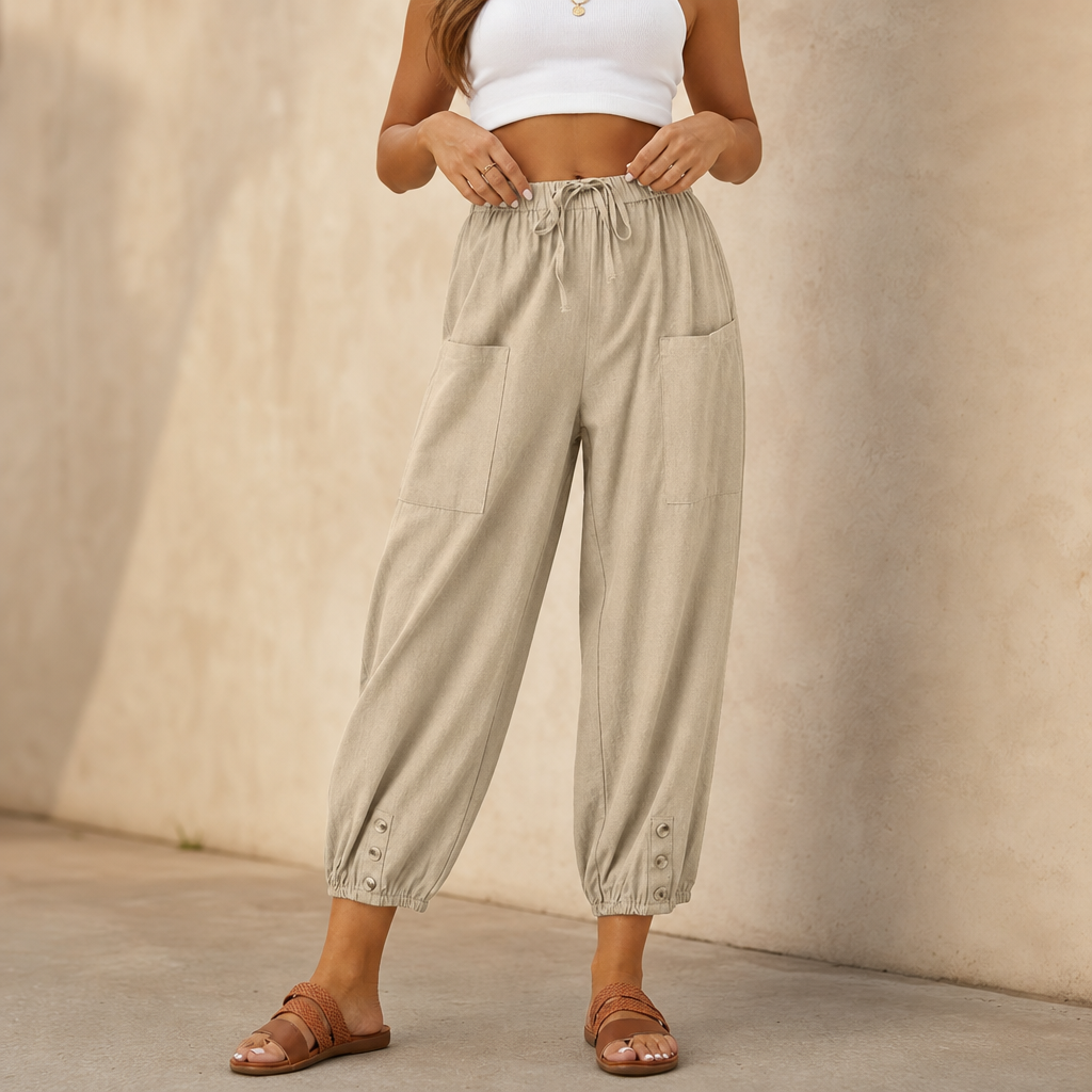 Women's Wide Leg Drawstring Relaxed Trousers