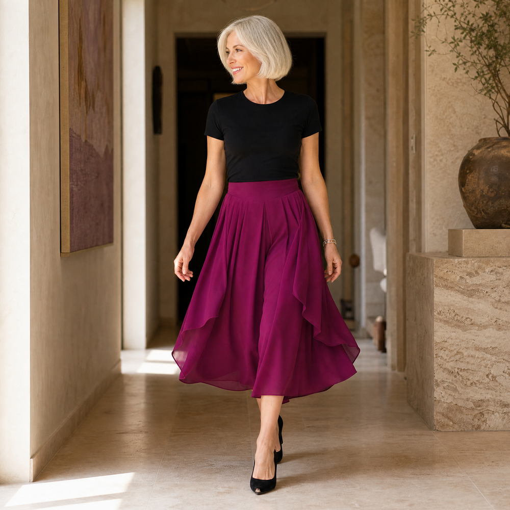 Women's High Waist Draped Skirt Culottes