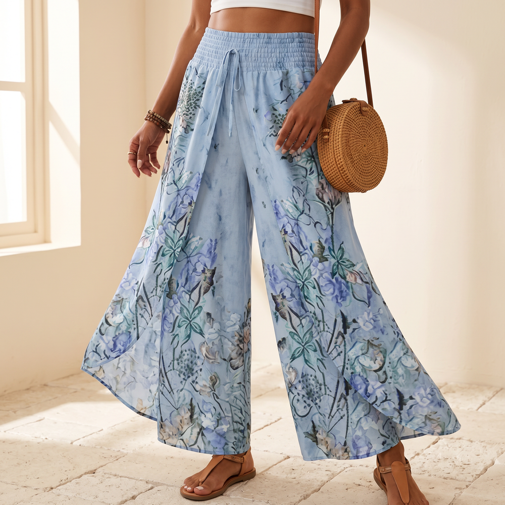 Women's Floral Print Split Front Trousers