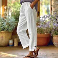 Women's Elastic Waist Cropped Trousers
