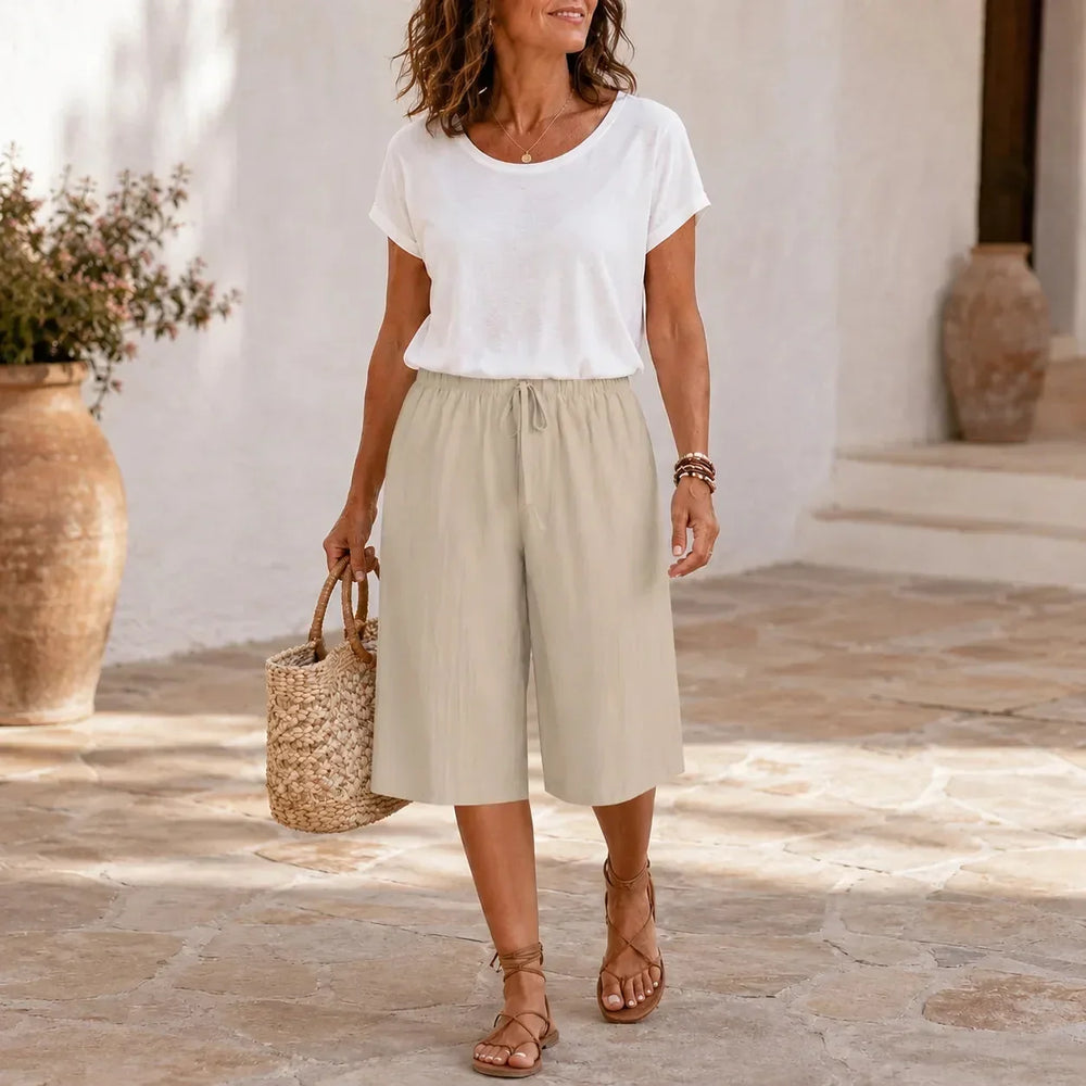 Women's Pull On Drawstring Wide Leg Trousers