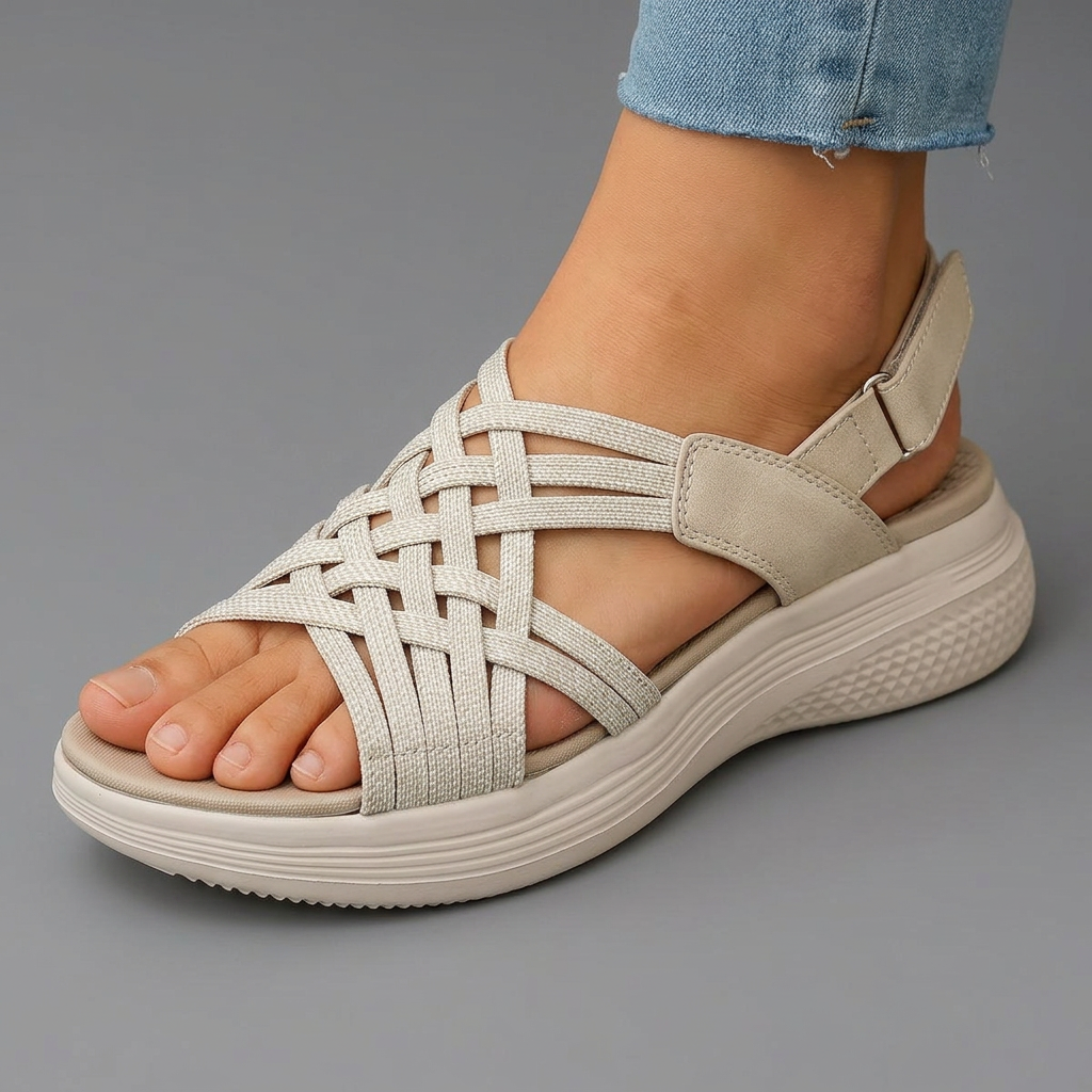Women's Interwoven Elastic Strap Walking Sandals