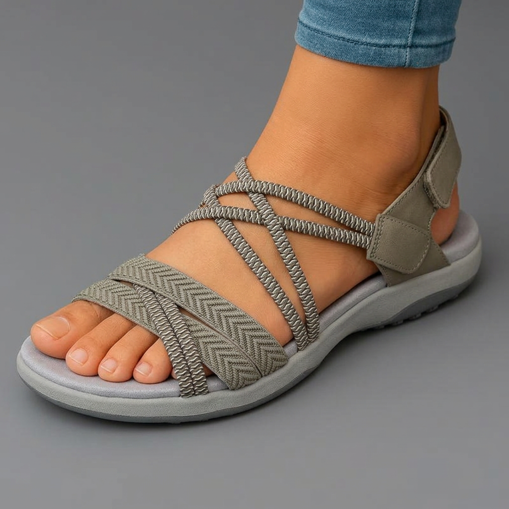 Women's Flexible Multi Strap Green Sandals