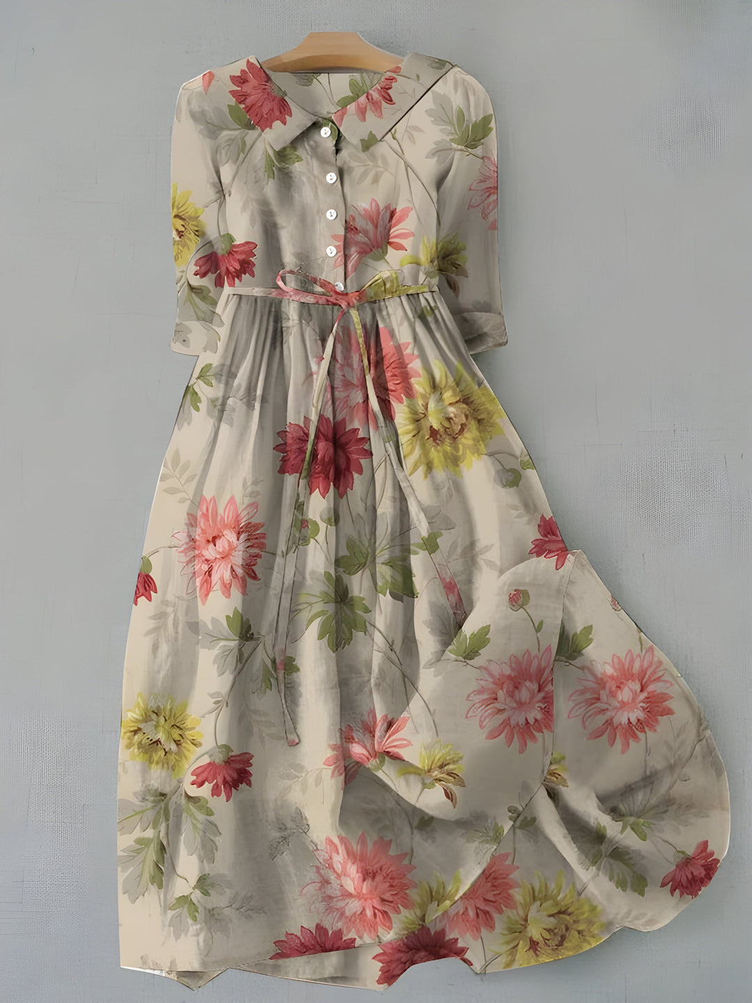 Women's Vintage Warm Floral Short Sleeve Dress