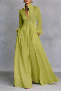 Women's Elegant Button Front Tiered Maxi Dress